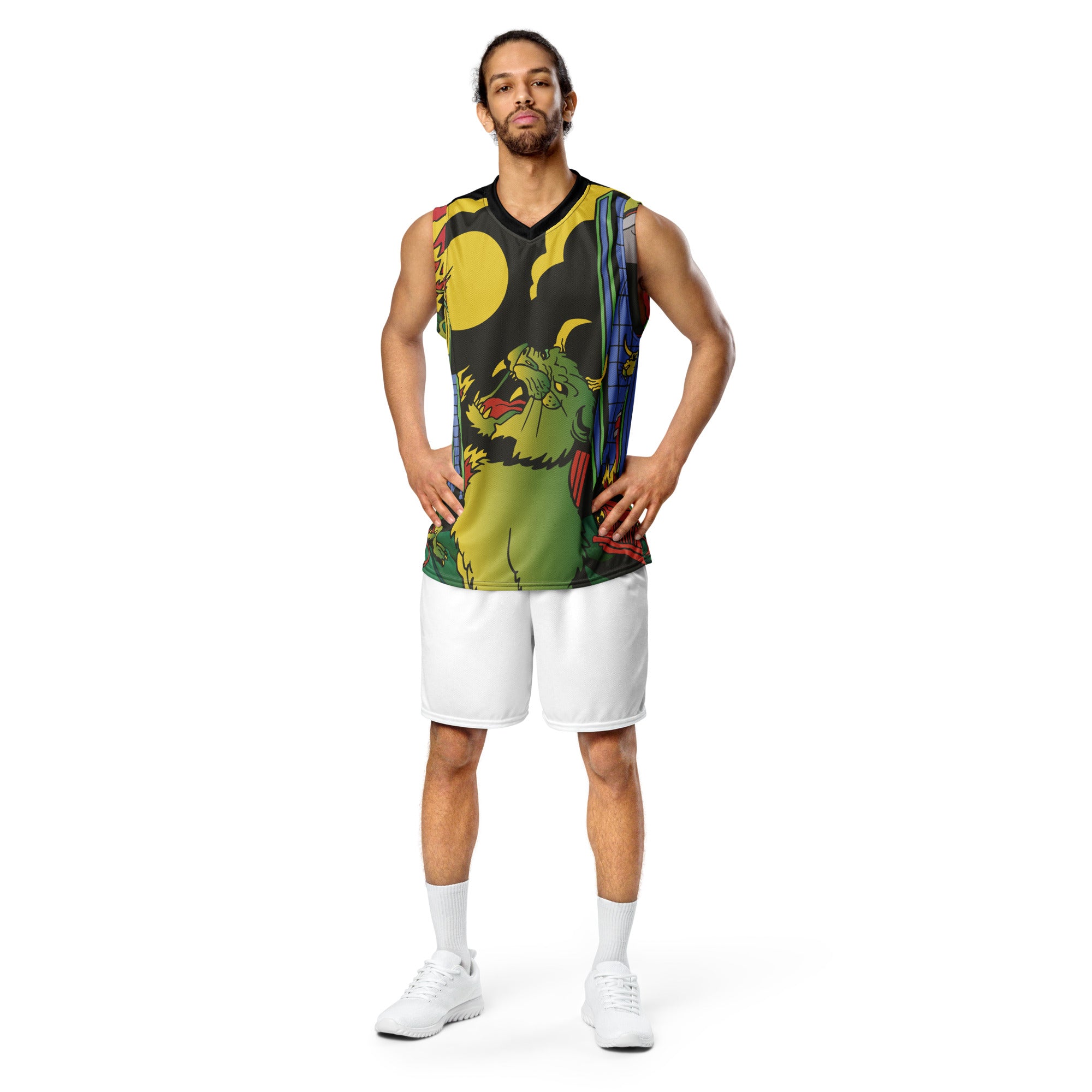 Devil Cat Recycled Basketball Jersey | Yūjin Japanese Anime Streetwear Clothing