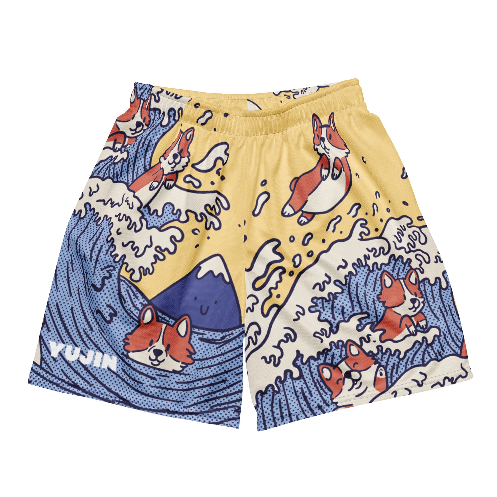 Swimming Corgi Mesh Shorts | Yūjin Japanese Anime Streetwear Clothing