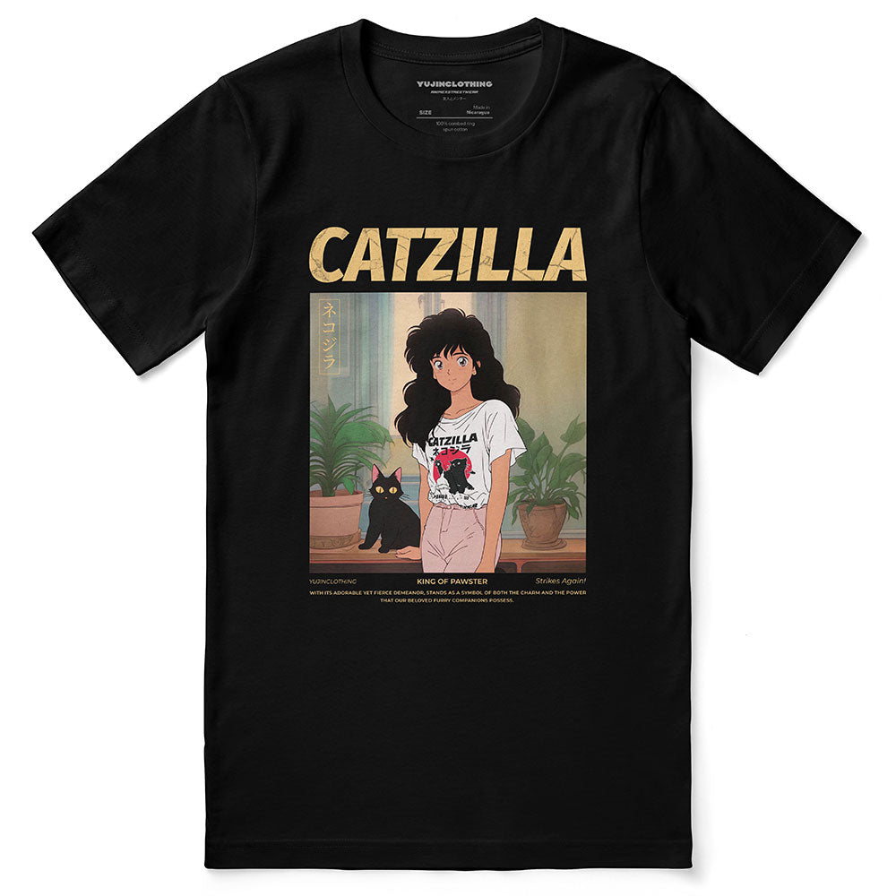 Catzilla And Girl T-Shirt | Yūjin Japanese Anime Streetwear Clothing