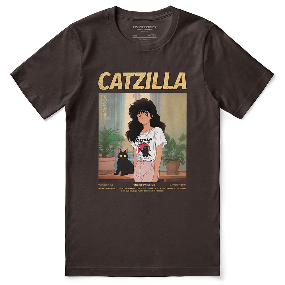 Catzilla And Girl T-Shirt | Yūjin Japanese Anime Streetwear Clothing