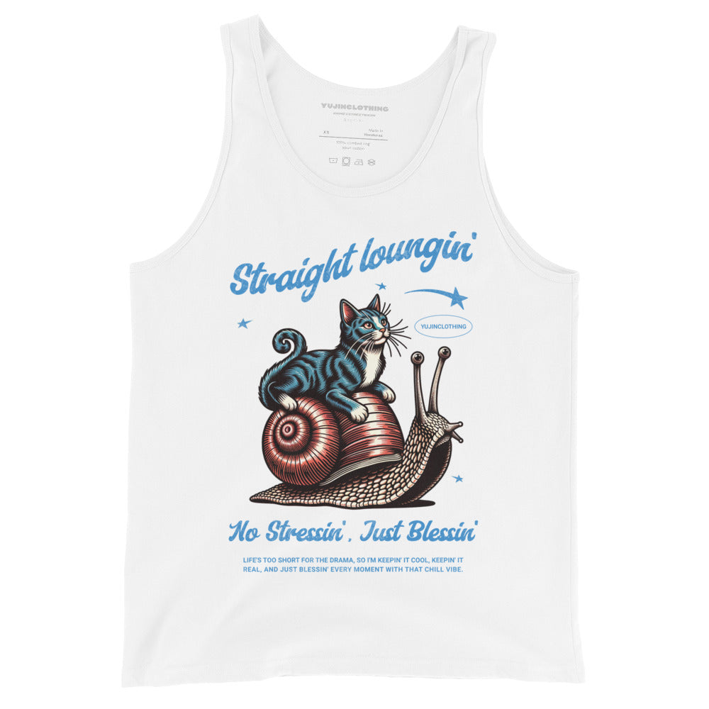Straight Loungin' Cat Tank Top | Yūjin Japanese Anime Streetwear Clothing