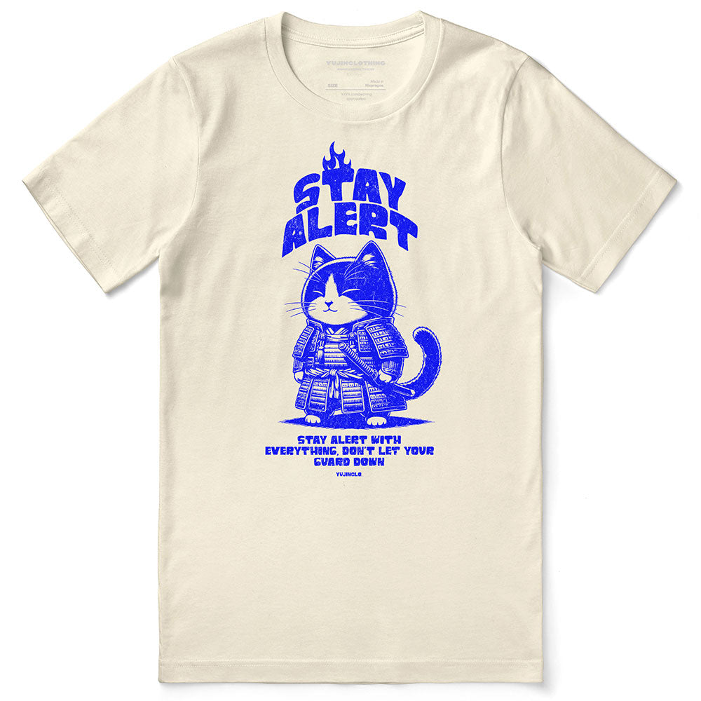 Stay Alert Cat T-Shirt | Yūjin Japanese Anime Streetwear Clothing