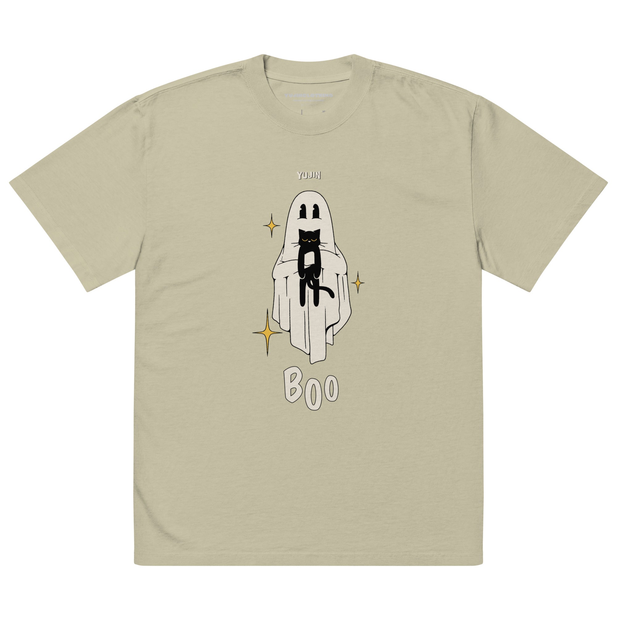 Boo! Cat Oversized Faded T-Shirt | Yūjin Japanese Anime Streetwear Clothing