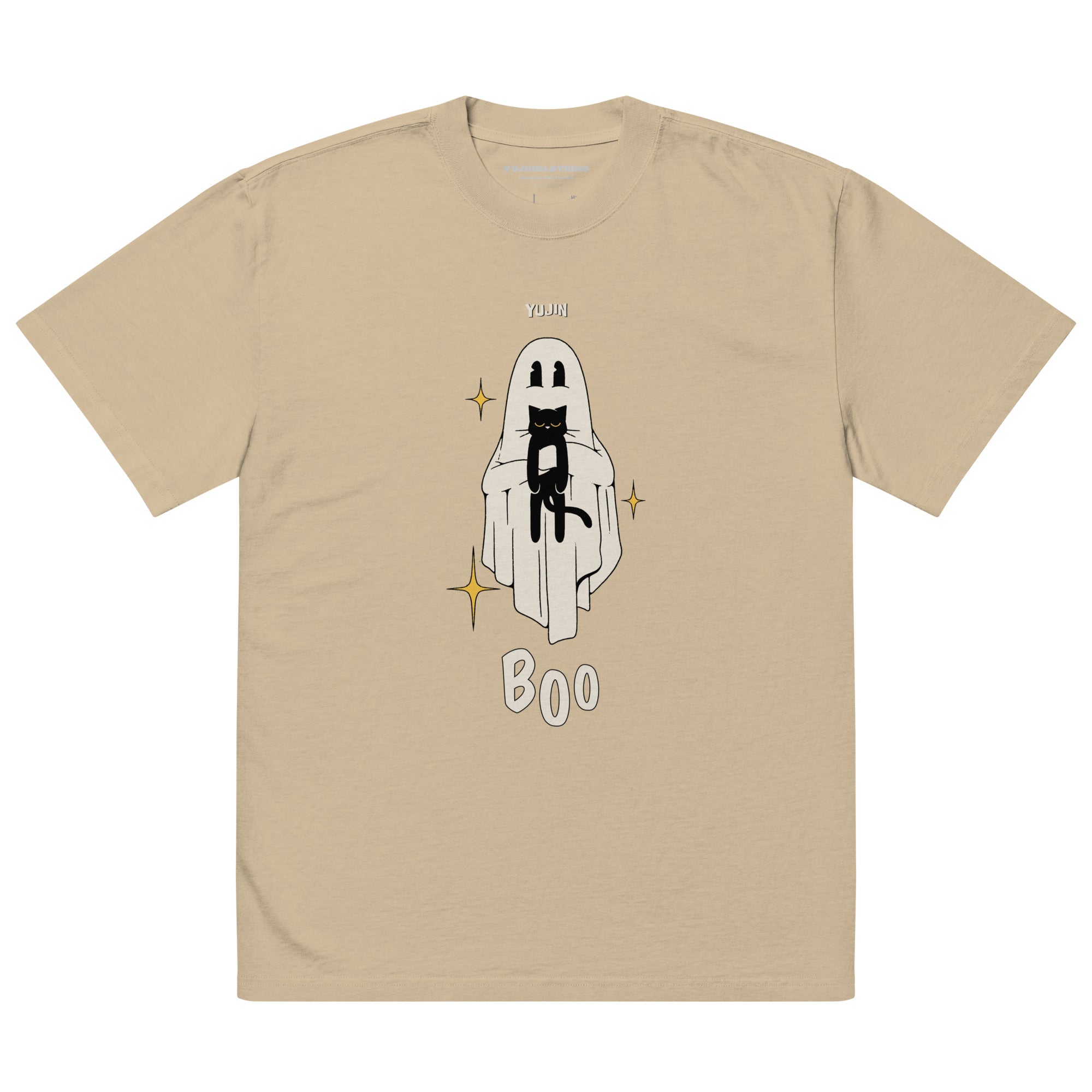 Boo! Cat Oversized Faded T-Shirt | Yūjin Japanese Anime Streetwear Clothing