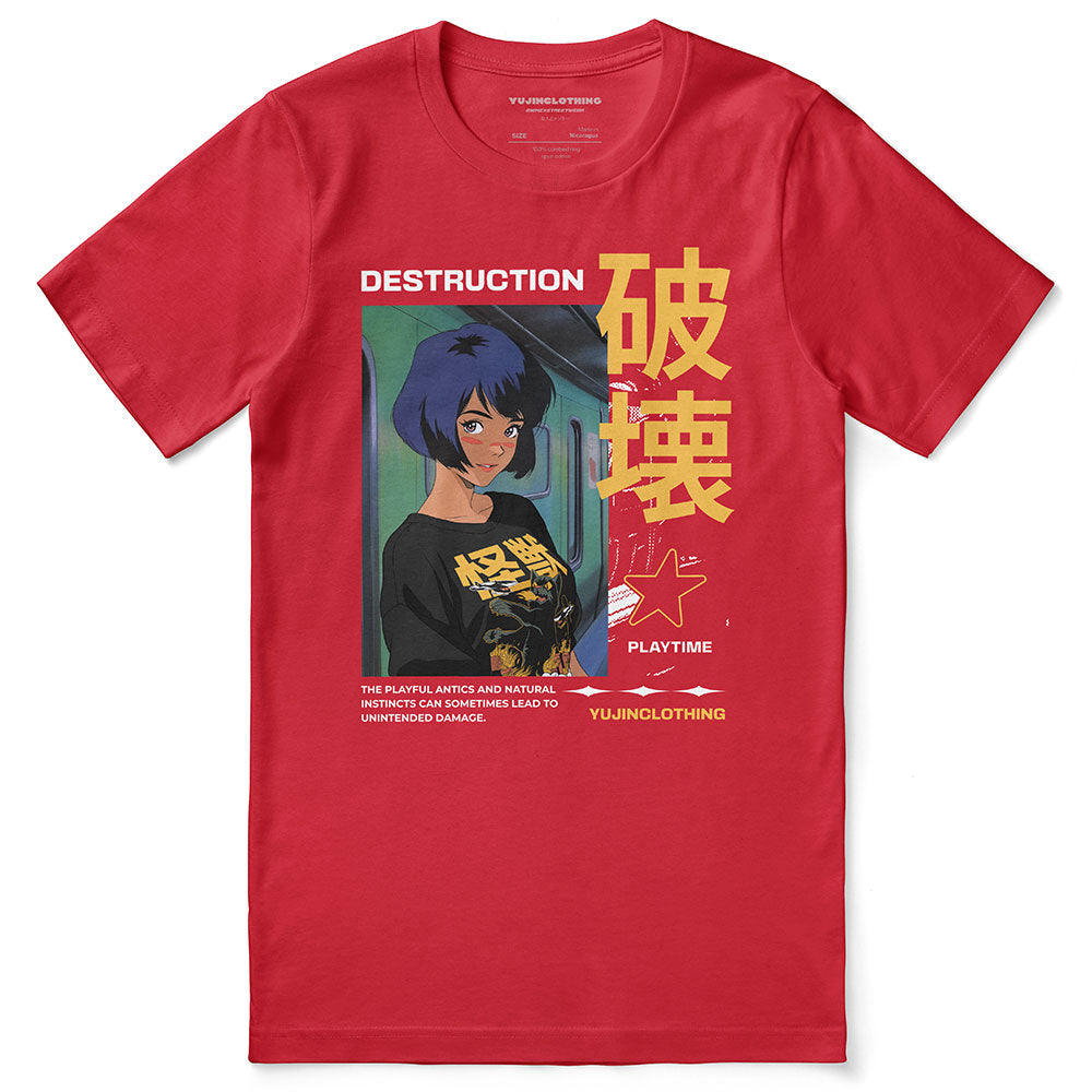 Cat Destroyer And Girl T-Shirt | Yūjin Japanese Anime Streetwear Clothing