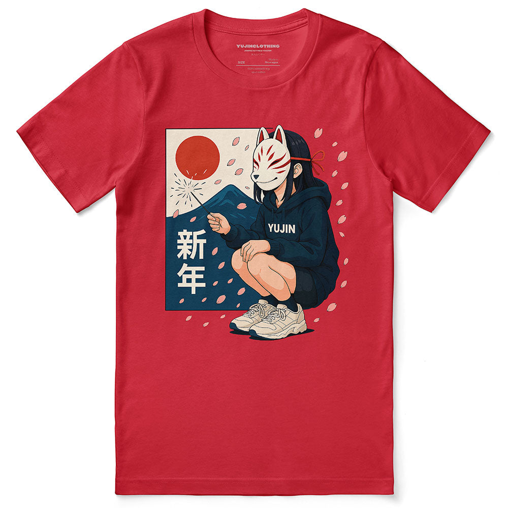 Kitsune Spark Sakura T-Shirt | Yūjin Japanese Anime Streetwear Clothing