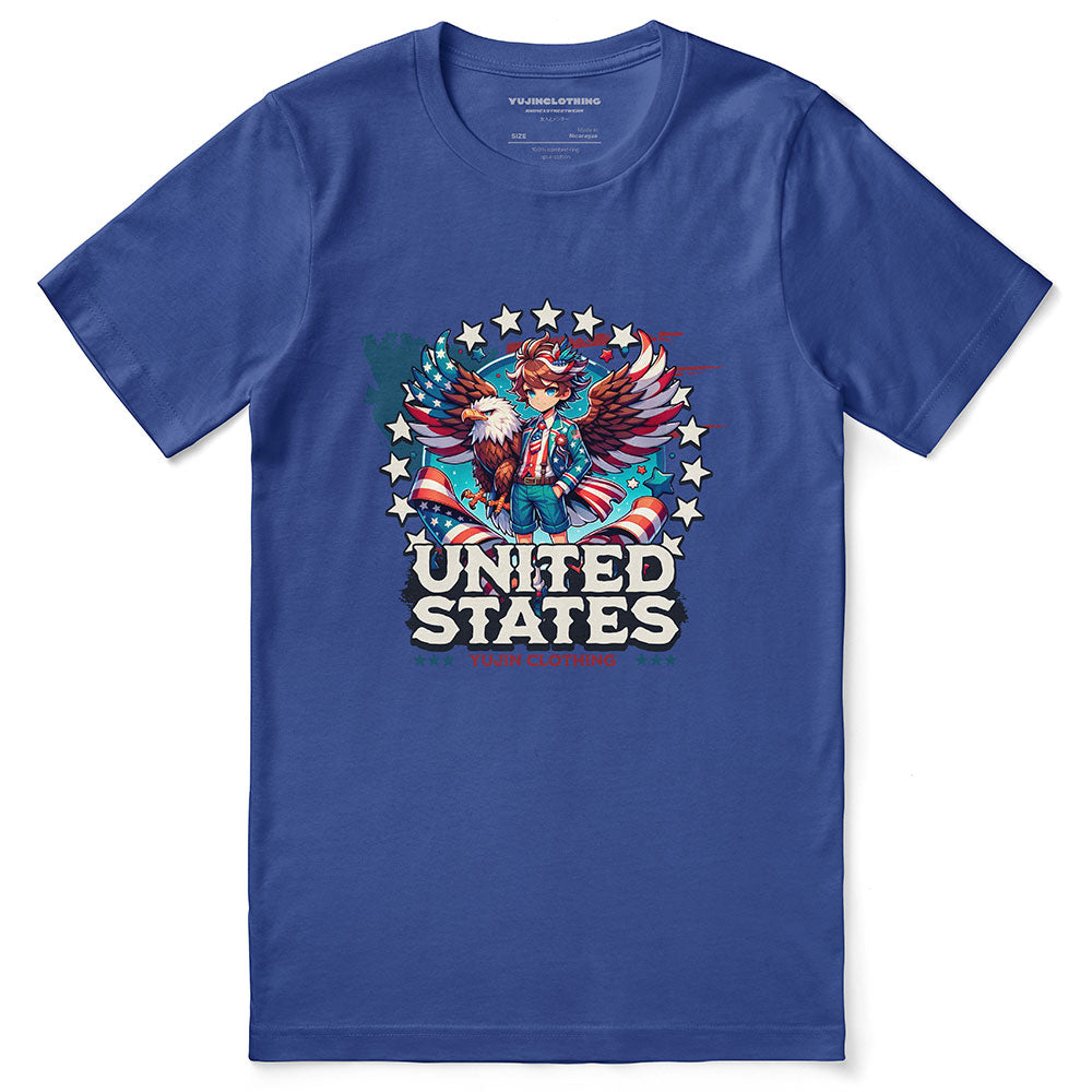 July 4th Eagle And Boy T-Shirt | Yūjin Japanese Anime Streetwear Clothing