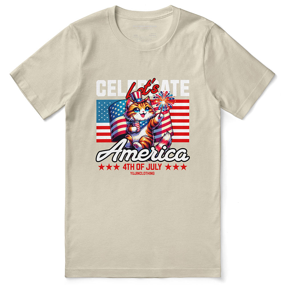 Celebrate 4th July Cat T-Shirt | Yūjin Japanese Anime Streetwear Clothing