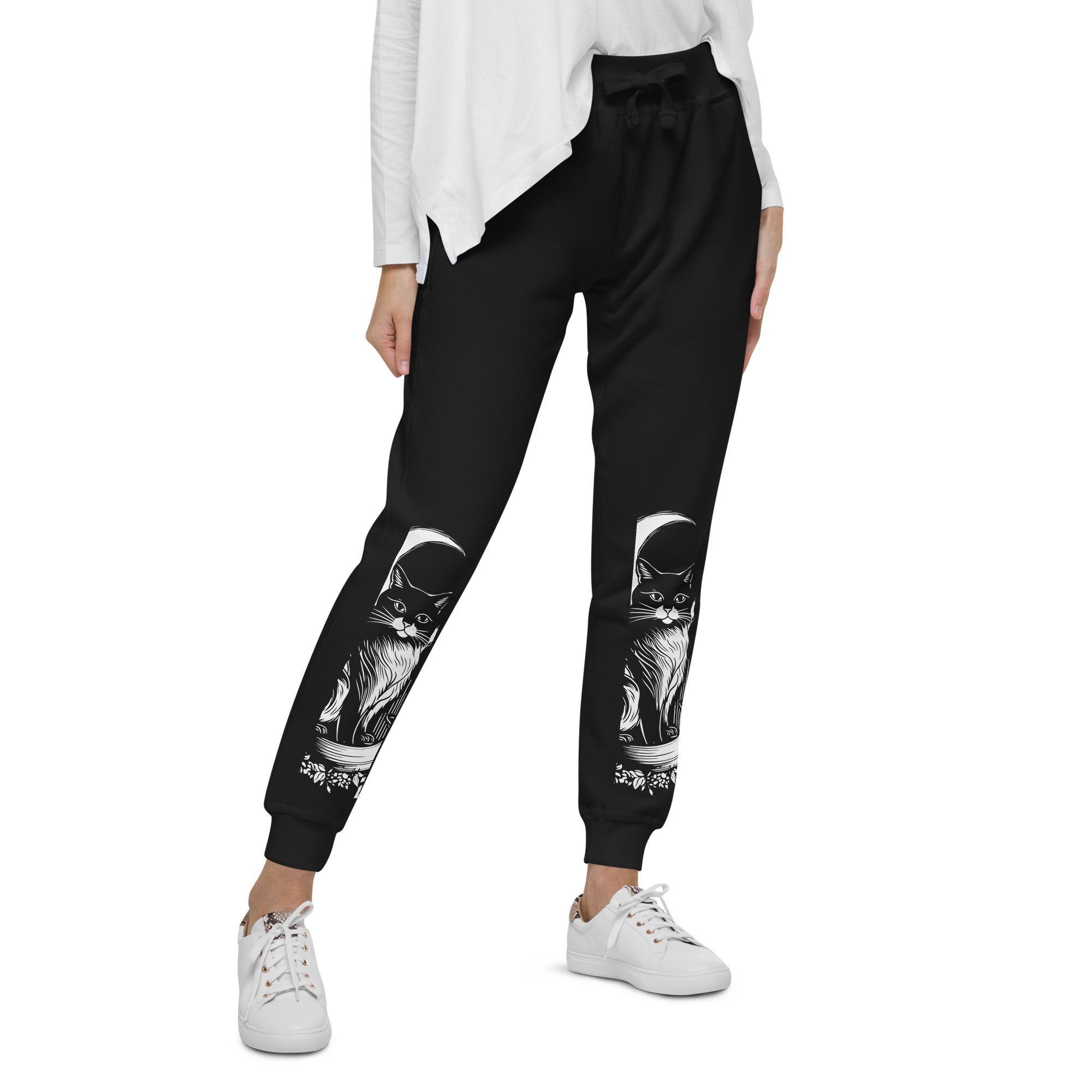 Moon And Cat Sweatpants | Yūjin Japanese Anime Streetwear Clothing