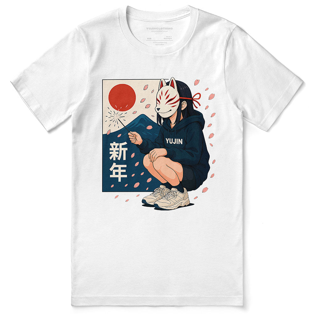 Kitsune Spark Sakura T-Shirt | Yūjin Japanese Anime Streetwear Clothing