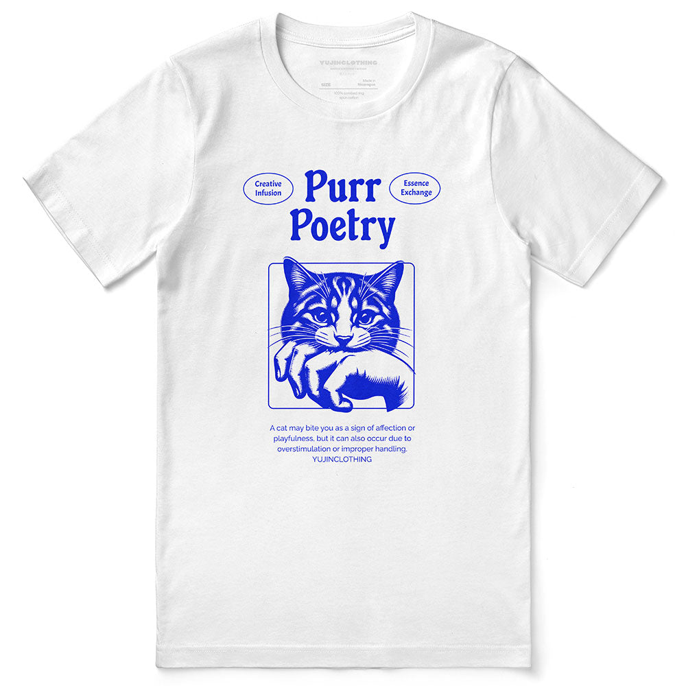 Purr Poetry Cat T-Shirt | Yūjin Japanese Anime Streetwear Clothing