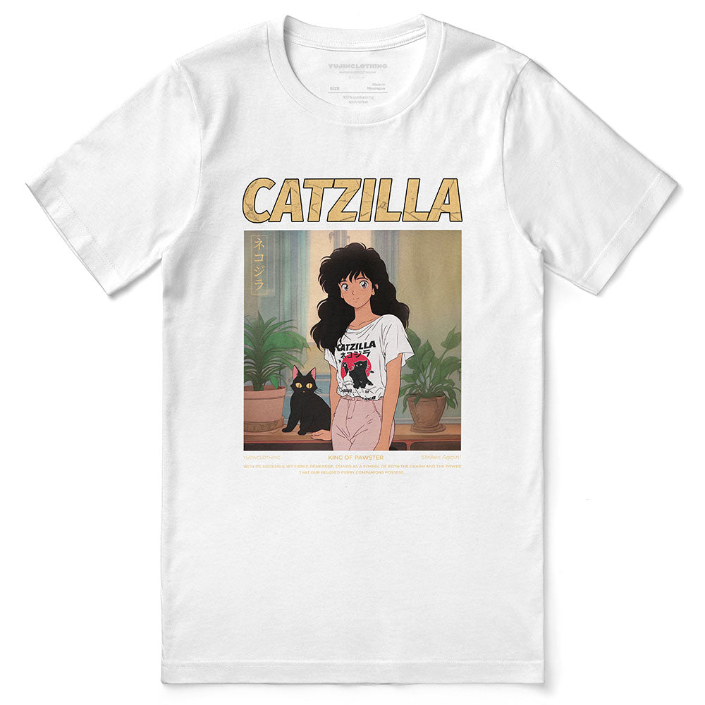 Catzilla And Girl T-Shirt | Yūjin Japanese Anime Streetwear Clothing