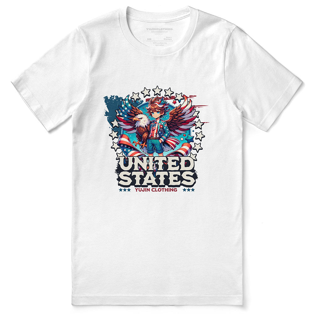 July 4th Eagle And Boy T-Shirt | Yūjin Japanese Anime Streetwear Clothing