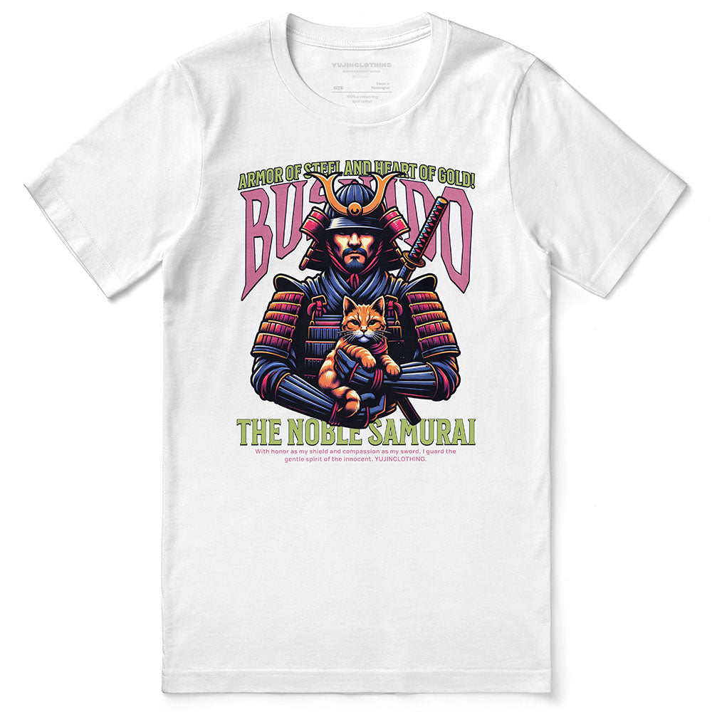 Bushido And Cat T-Shirt | Yūjin Japanese Anime Streetwear Clothing