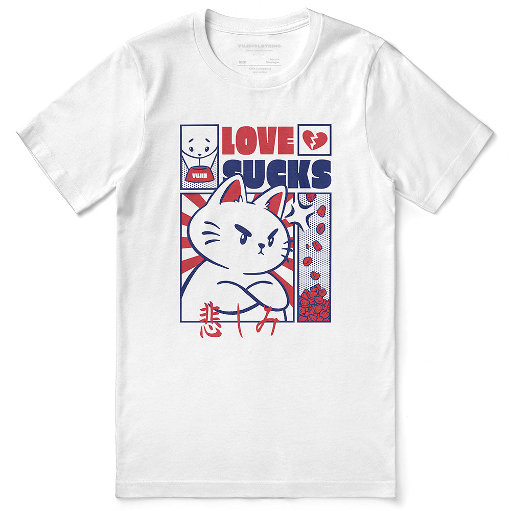 Love Sucks Cat T-Shirt | Yūjin Japanese Anime Streetwear Clothing