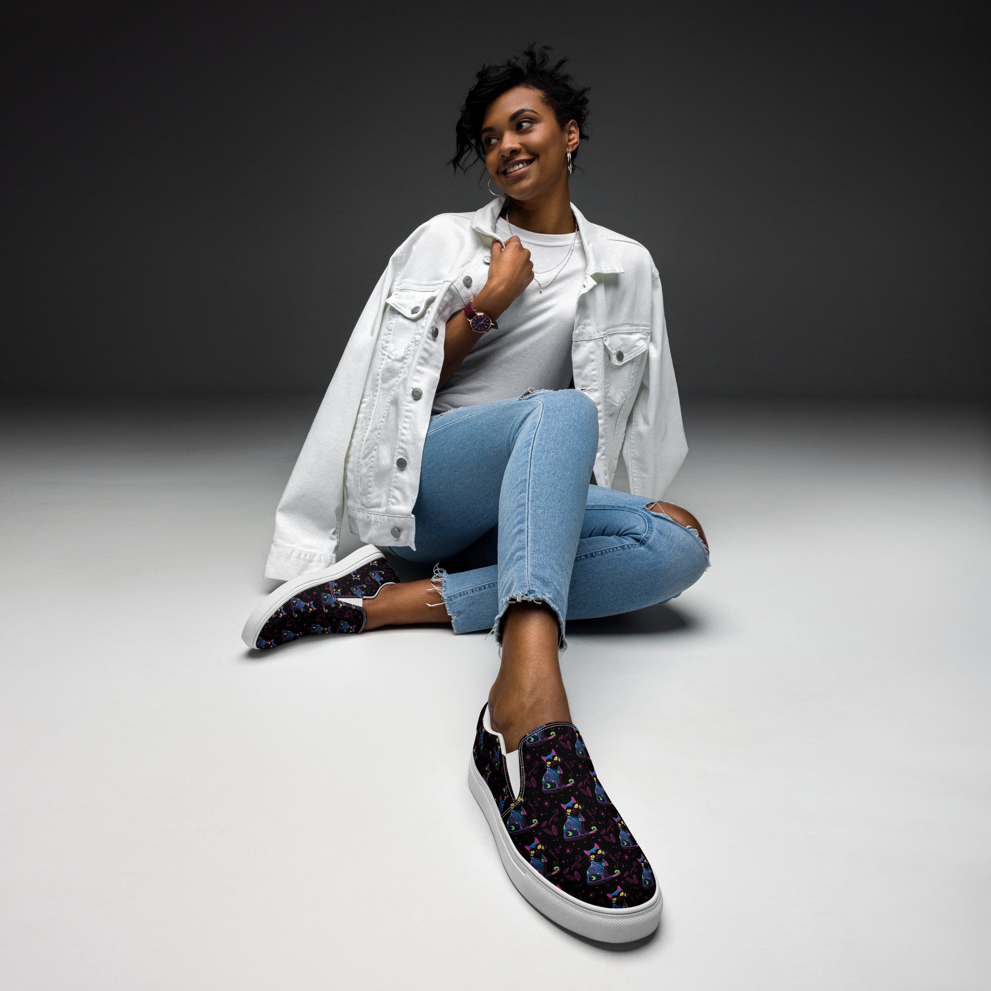 Neon Cat Women’s Shoes | Yūjin Japanese Anime Streetwear Clothing
