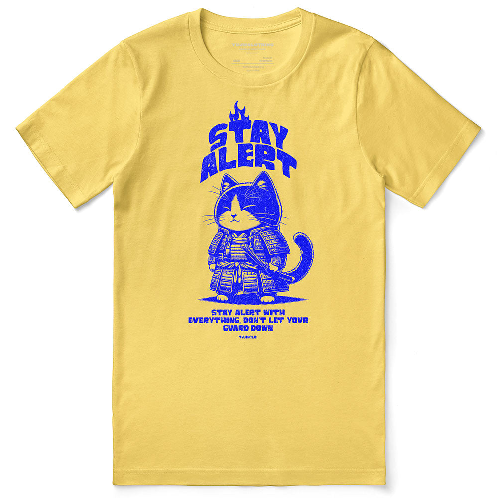 Stay Alert Cat T-Shirt | Yūjin Japanese Anime Streetwear Clothing