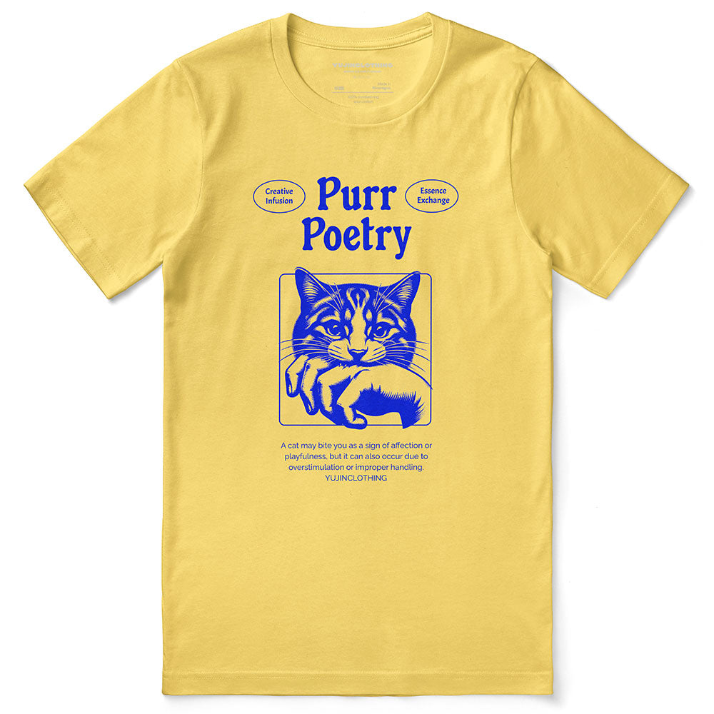 Purr Poetry Cat T-Shirt | Yūjin Japanese Anime Streetwear Clothing