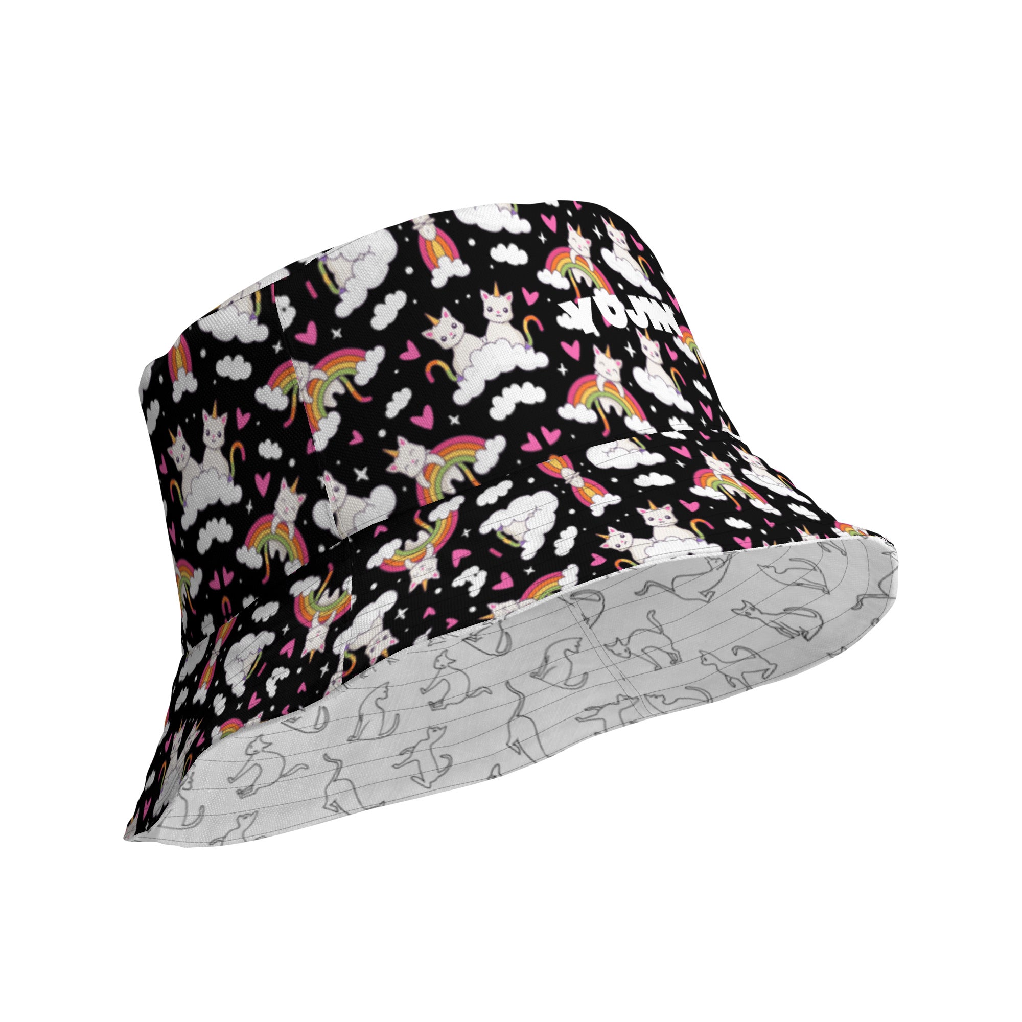 Black and White Reversible Bucket Hat | Yūjin Japanese Anime Streetwear Clothing