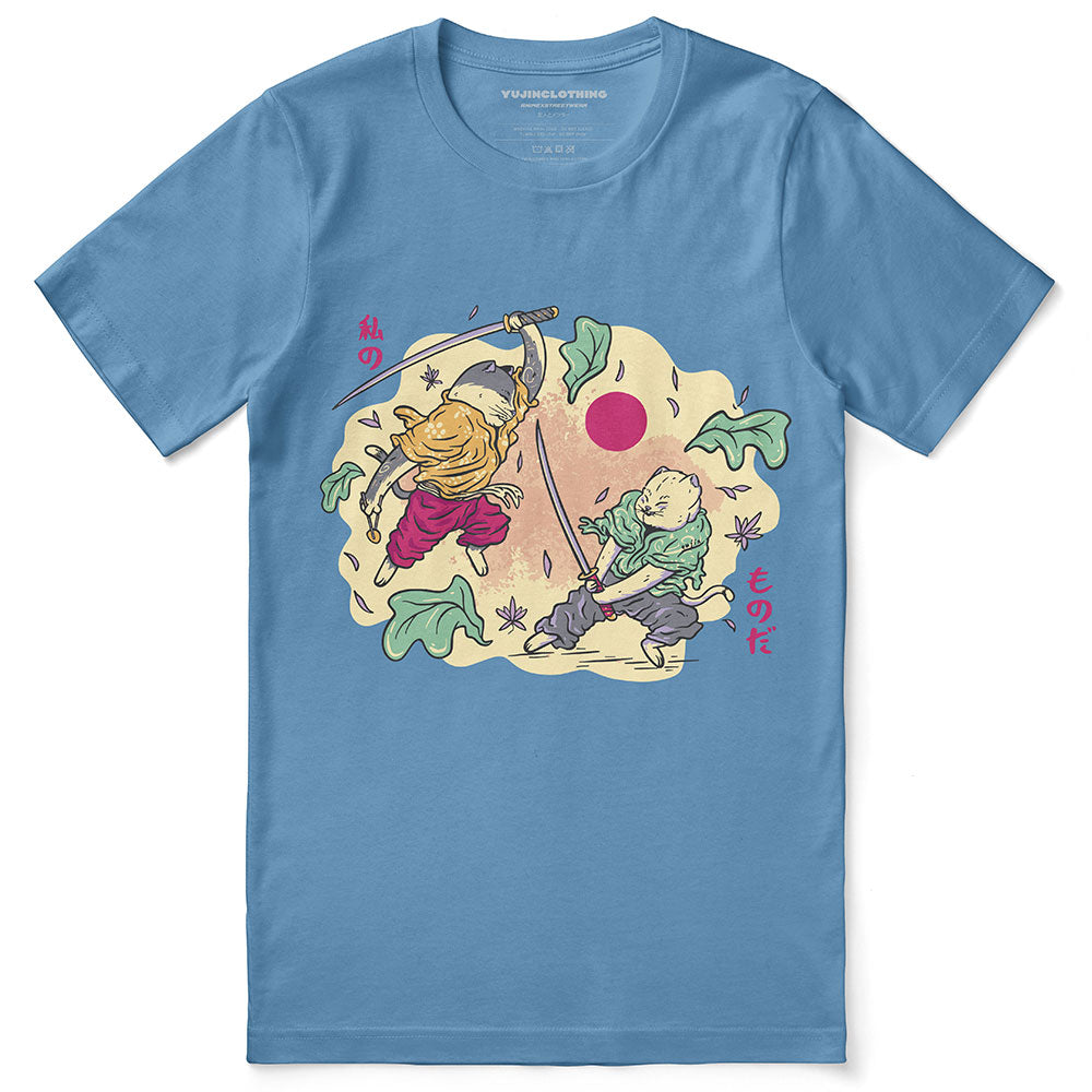 Samurai Cat Fight T-Shirt | Yūjin Japanese Anime Streetwear Clothing