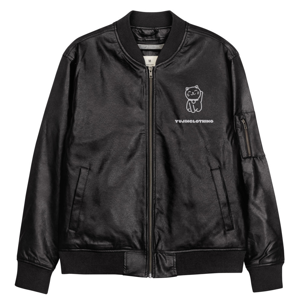Lucky Cat Leather Jacket | Yūjin Japanese Anime Streetwear Clothing