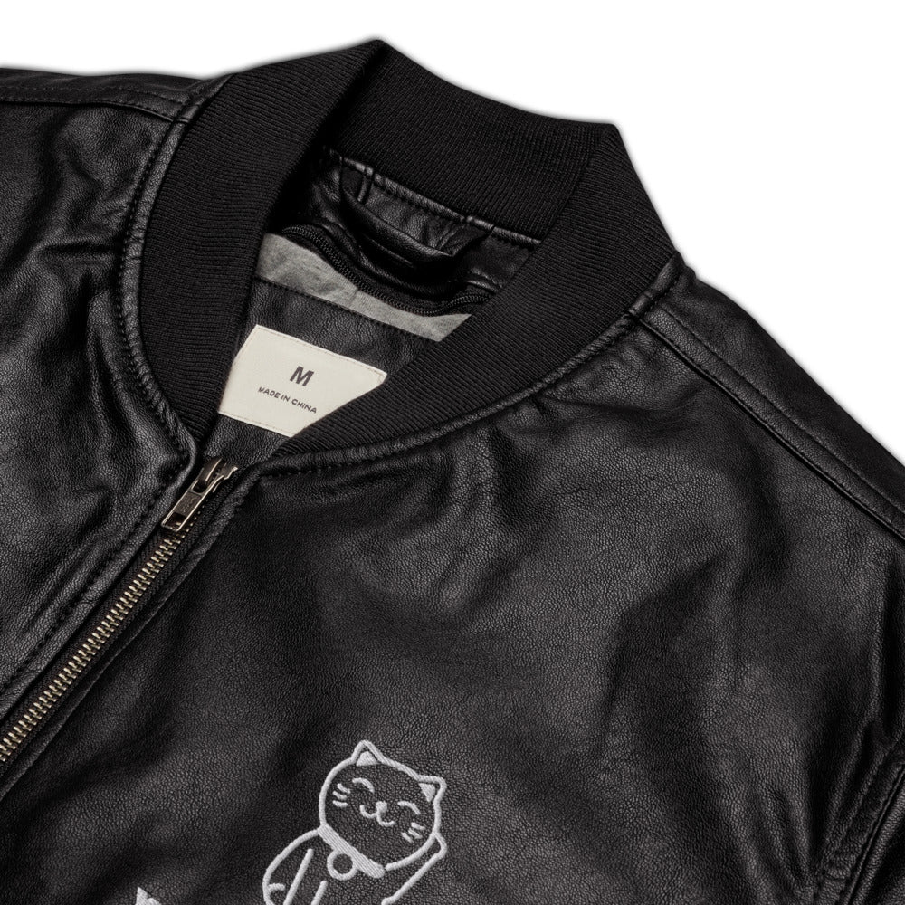Lucky Cat Leather Jacket | Yūjin Japanese Anime Streetwear Clothing