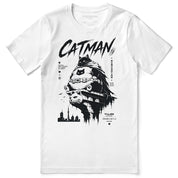 Catman Night Watch Cat T-Shirt - White flat lay