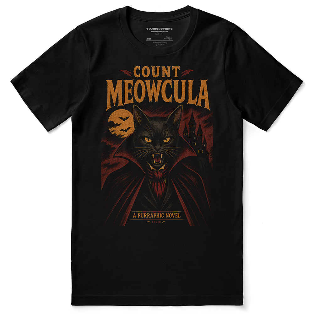 Count Meowcula Cat T-Shirt - Black flat lay