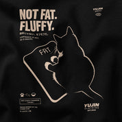 Fluffy Cat T-Shirt — Black Closeup