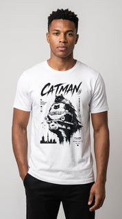 Catman Night Watch Cat T-Shirt - White male lifestyle