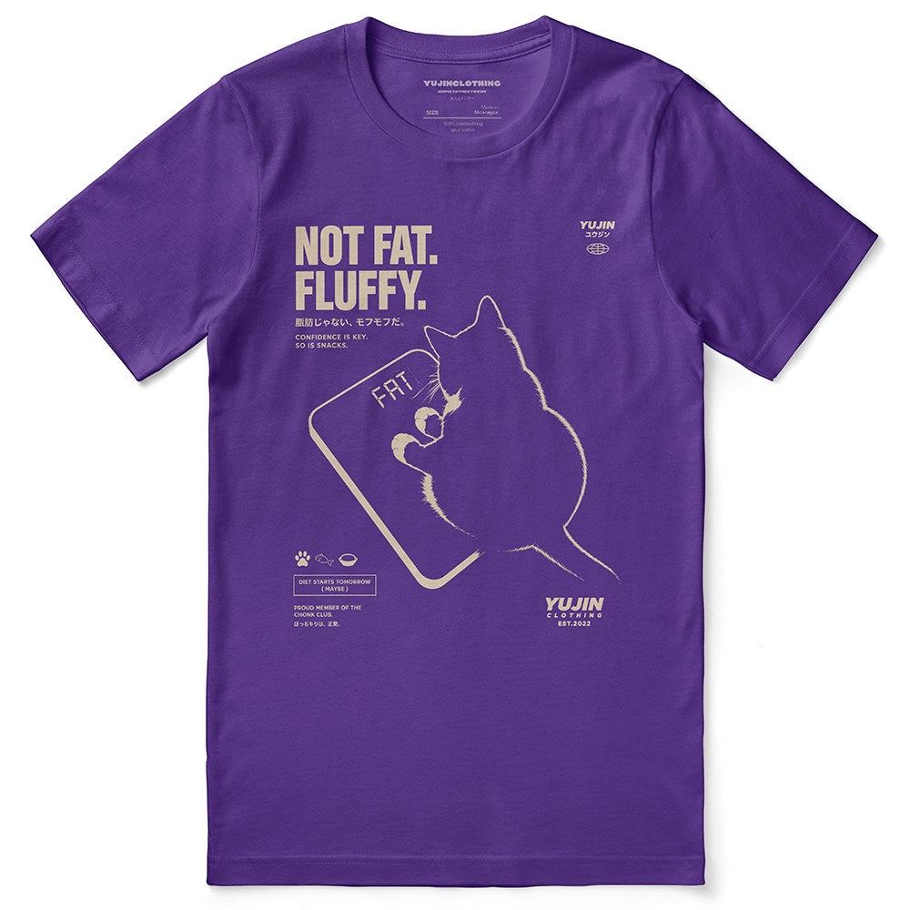 Fluffy Cat T-Shirt — Team Purple Flat Lay