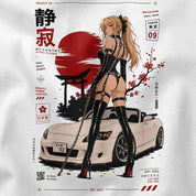 Self Control Car T-Shirt - White design close-up