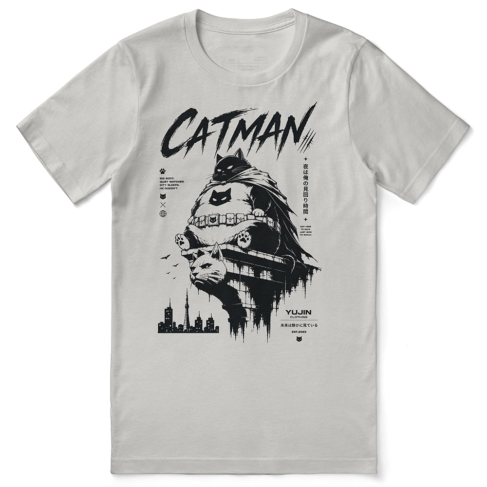 Catman Night Watch Cat T-Shirt - Silver flat lay