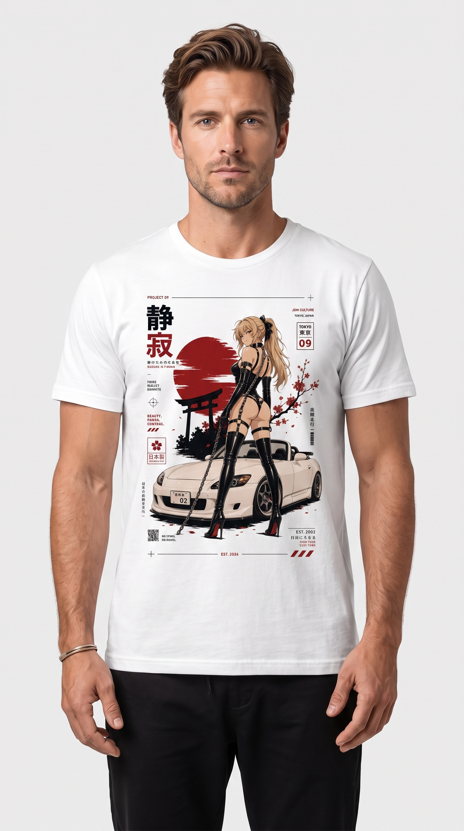 Self Control Car T-Shirt - Male lifestyle model