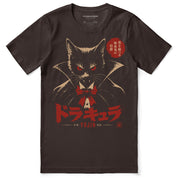 Count Catcula Vampire Cat T-Shirt in Brown - front flat lay