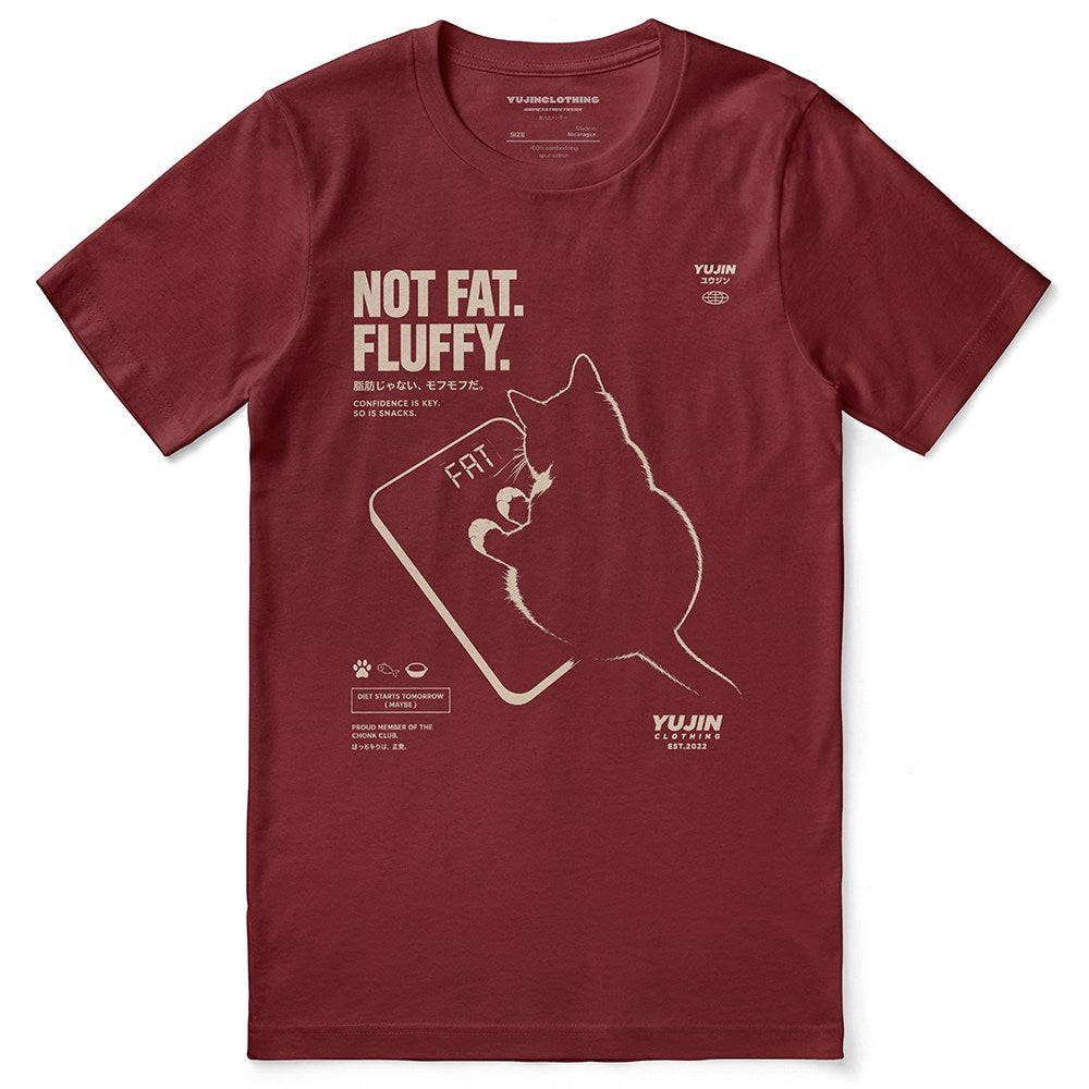 Fluffy Cat T-Shirt — Cardinal Flat Lay