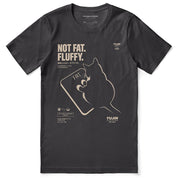 Fluffy Cat T-Shirt — Dark Grey Flat Lay
