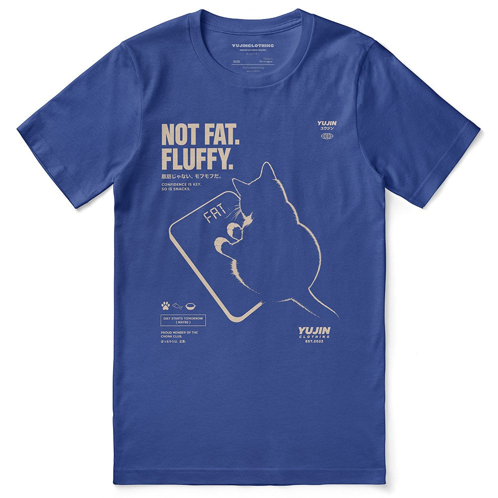 Fluffy Cat T-Shirt — True Royal Flat Lay