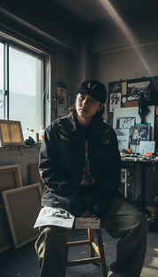 Chapeau en velours côtelé chat étonné