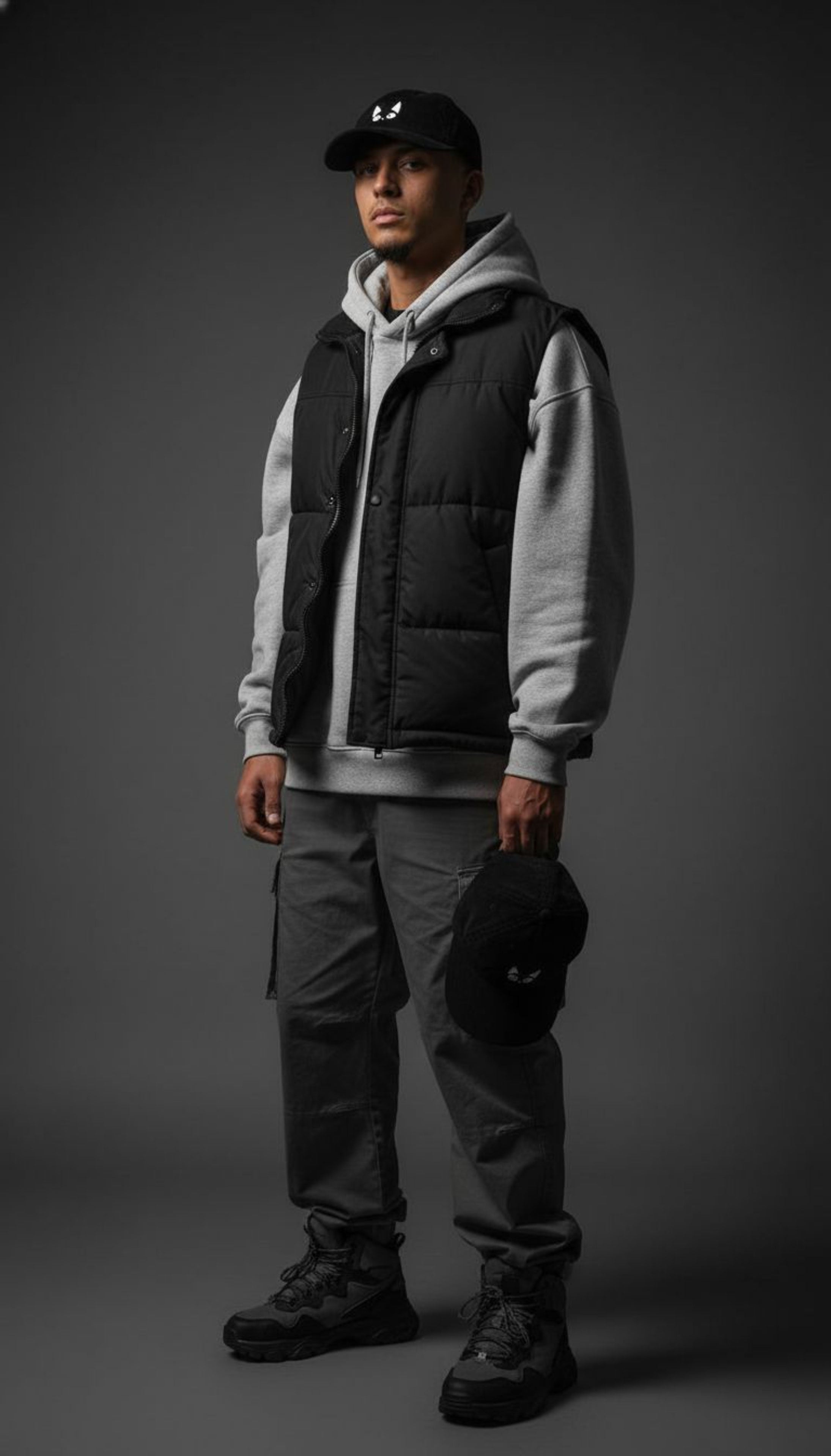 Chapeau en velours côtelé chat étonné