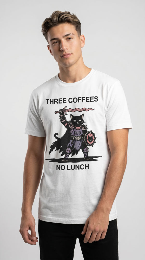 Three Coffees Cat T-Shirt
