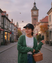 Chapeau en velours côtelé chat étonné