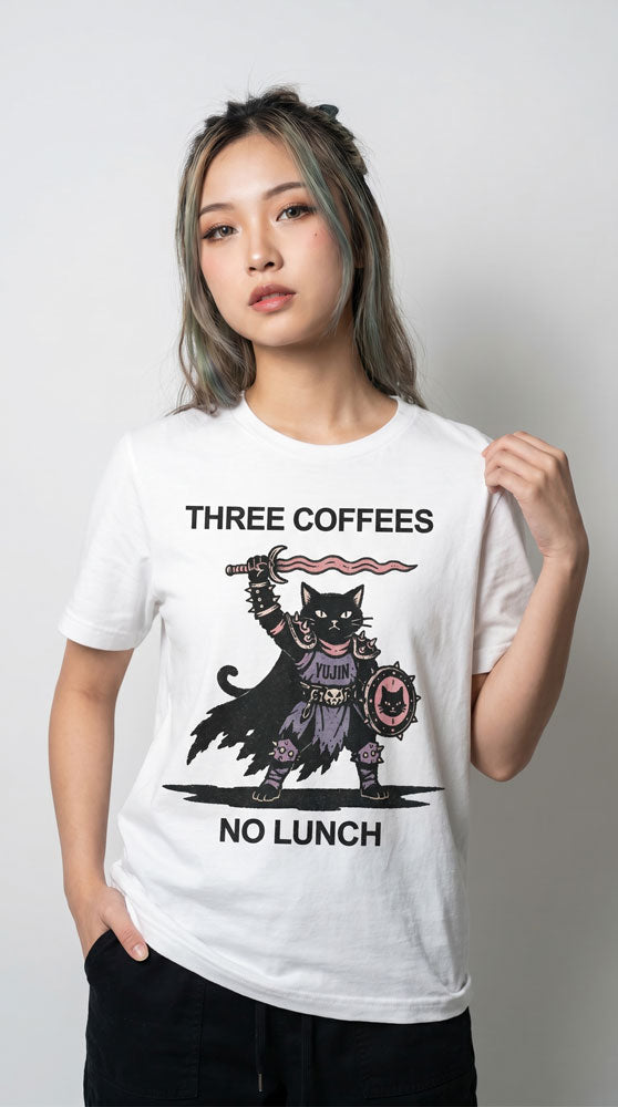Three Coffees Cat T-Shirt