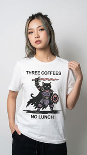 Three Coffees Cat T-Shirt