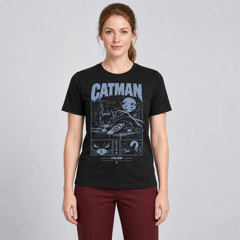 Blue Vigil Cat T-Shirt — Black Female