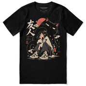 Brighter Days Cat T-Shirt in Black - front flat lay