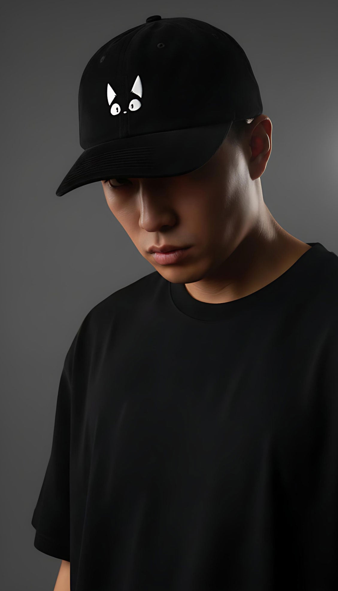 Chapeau en velours côtelé chat étonné