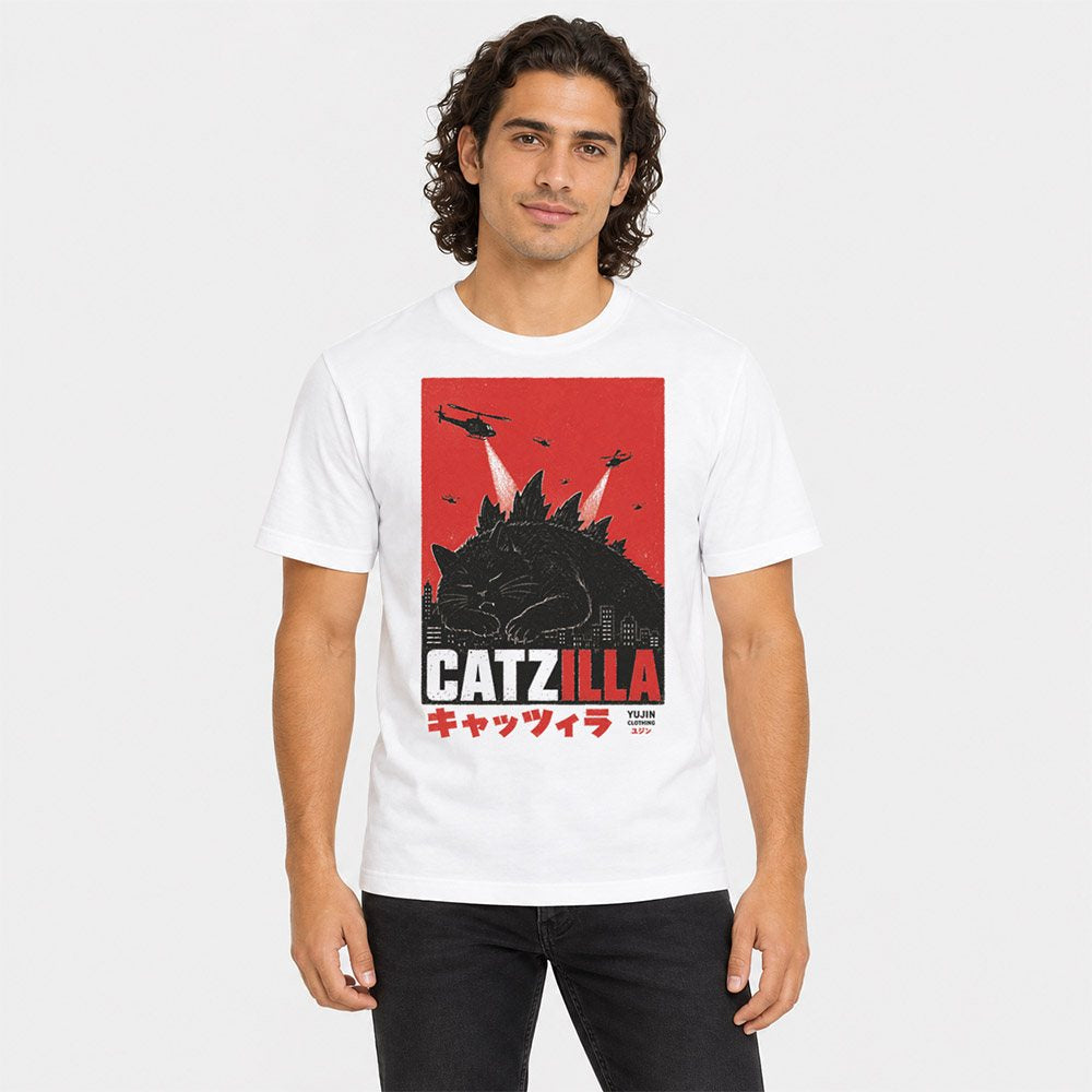 Catzilla Air Raid Cat T-Shirt — male Lifestyle