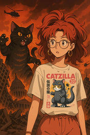 Catzilla Monster Cat T-Shirt | Yūjin Japanese Anime Streetwear Clothing