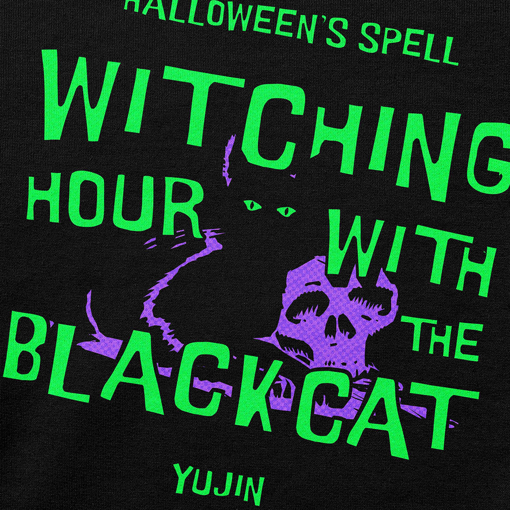 Black Cat Spell Sweatshirt  | Yūjin Japanese Anime Streetwear Clothing